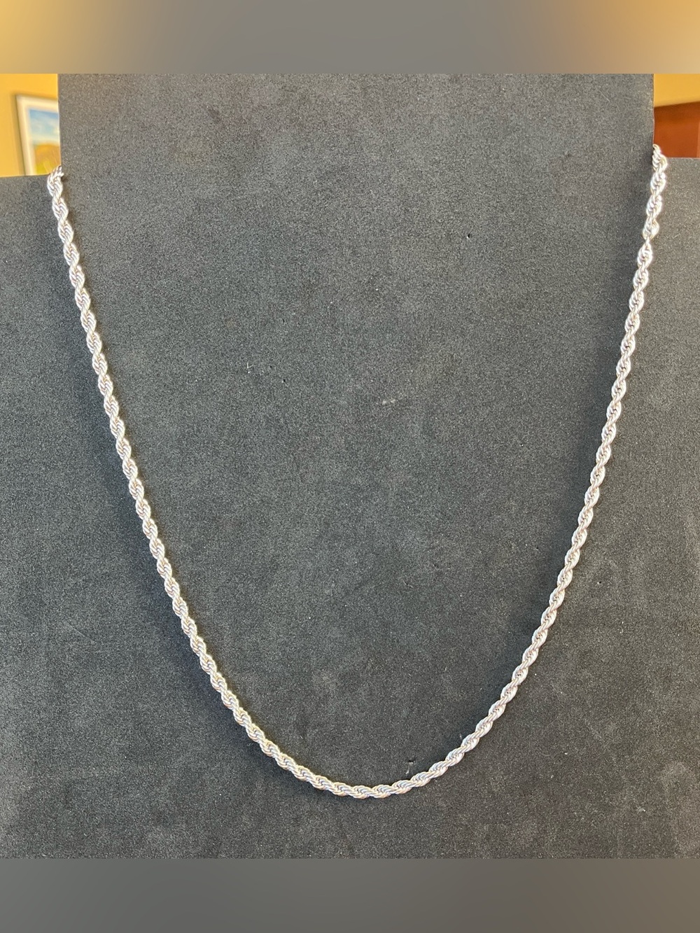 Sterling Silver plated Rope Chain Necklace - Silver